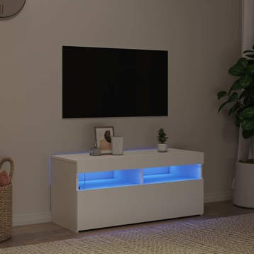 vidaXL Tv-meubel met LED-verlichting 90x35x40 cm wit, Verzenden, Nieuw