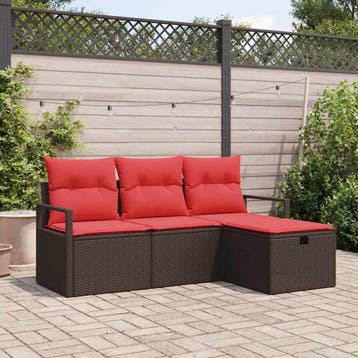 vidaXL Tuinbank Set 4 st Bruin poly rattan, Verzenden, Nieuw