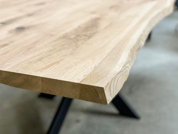 Eiken tafel | Tafelblad | Boomstam - recht | RUIME VOORRADEN, Eikenhout, Vijf personen of meer, Landelijk, modern, tijdloos, Nieuw