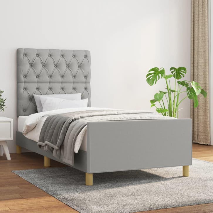 vidaXL Bedframe zonder matras 80x200 cm stof lichtgrijs, Maison & Meubles, Chambre à coucher | Lits, Envoi