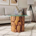 vidaXL Salontafel 60 cm massief teak drijfhout, Verzenden, Nieuw
