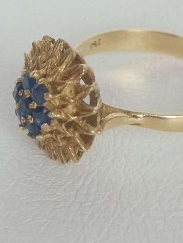 Cocktailring - 18 karaat Geel goud - 0.53ct. tw. Saffier