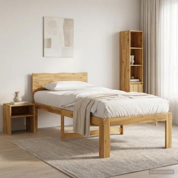 vidaXL Eenpersoonsbed met hoofdbord ROSTOCK Wit 90 x 200 cm, Huis en Inrichting, Verzenden, Nieuw