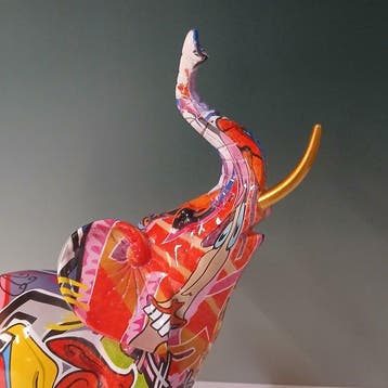 Sculpture, Eléphant Pop Art - 26 cm - Résine