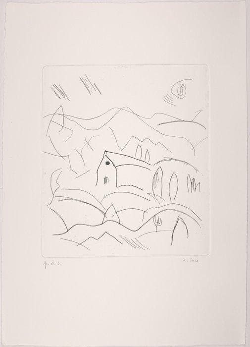 Achille Pace - Senza titolo (3 acqueforti di paesaggi), Antiek en Kunst, Antiek | Overige Antiek