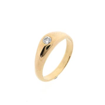 Gouden solitairring met diamant; 0,10 ct., Handtassen en Accessoires, Ringen, 18 tot 19, Gebruikt, Ophalen of Verzenden, Met edelsteen