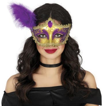 Venetiaans Oogmasker Goud Paars, Verzenden, Nieuw