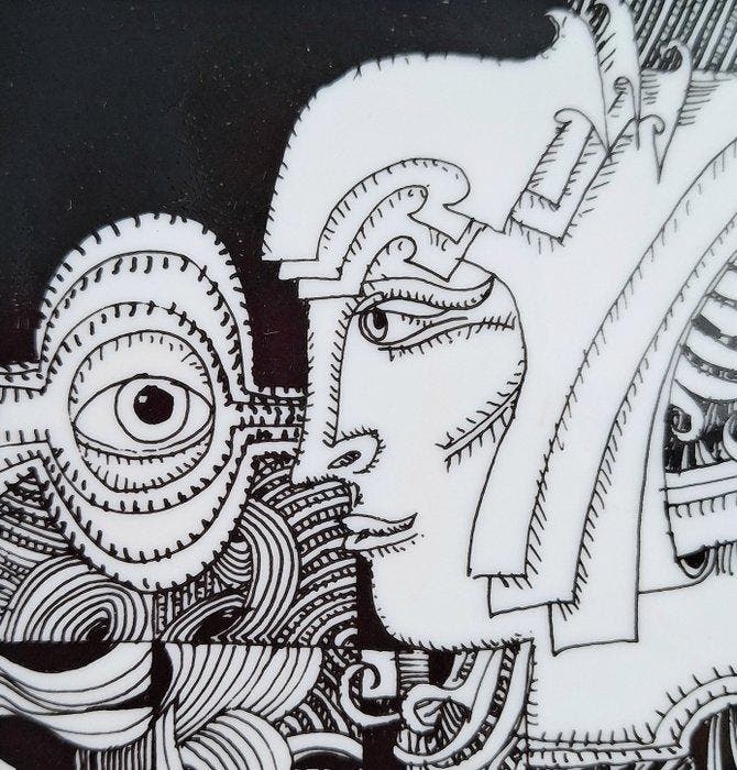 Endre Szász, Hollóháza - Zeldzame schildering op porselein, Antiek en Kunst, Antiek | Glaswerk en Kristal