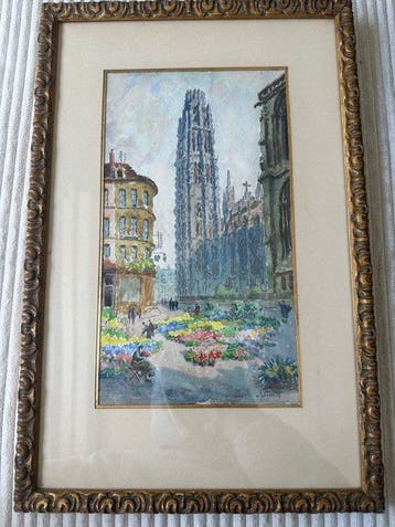 Jean Savalle (1896-1976) - La Cathédrale de Rouen et le, Antiquités & Art