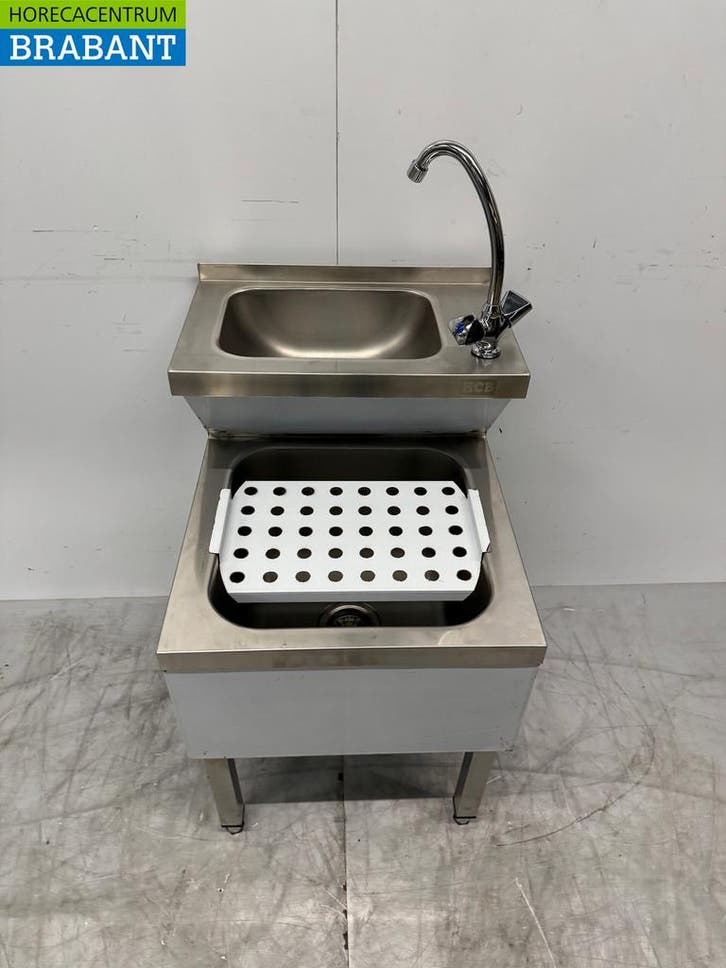 HCB RVS Dubbele Wasbak Spoelbak Uitgietbak combi Kraan 50,5, Zakelijke goederen, Horeca | Meubilair en Inrichting, Ophalen of Verzenden
