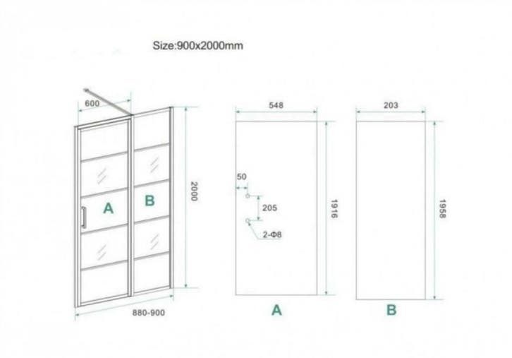 Sanifun douchewand Nero 1200 x 2000 NANO, Doe-het-zelf en Bouw, Sanitair, Ophalen of Verzenden