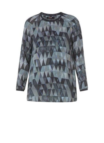 Shirt Yesta print glans bies hals maat 54/56, Verzenden, Nieuw