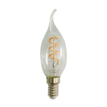 LED Spiraal kaarslamp tip helder glas 4W dimbaar E14, Verzenden, Nieuw, E14 (klein)