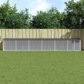 vidaXL Kippenhok met dak 603x98x90 cm gegalvaniseerd staal, Verzenden