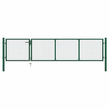 vidaXL Tuinpoort staal 350x75 cm groen, Verzenden, Nieuw