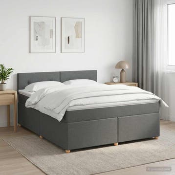 vidaXL Boxspringbed met matras Donkergrijs 140 x 190 cm Stof, Verzenden, Nieuw