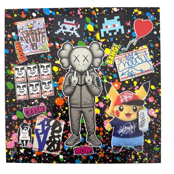 Koen Betjes (XXI) - Rebellious Kaws x Balloon Girl x Street, Antiquités & Art, Art | Objets design