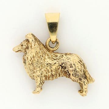 Pendentif - 14 carats Or jaune - Chien - Collie écossais