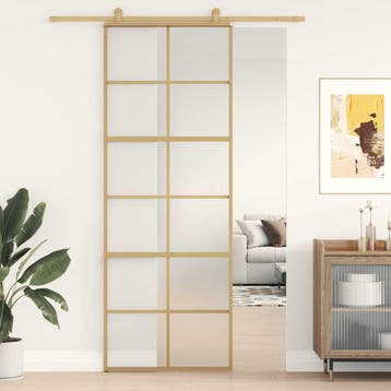 vidaXL Schuifdeur 76x205 cm mat ESG-glas en aluminium, Verzenden, Nieuw