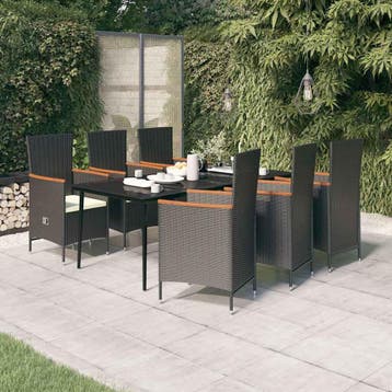 vidaXL 7-delige Tuinset met kussens zwart, Verzenden, Tuinset
