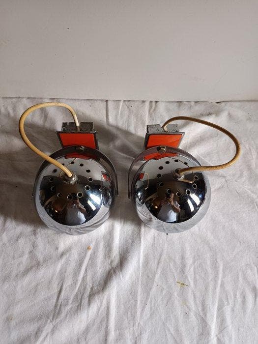 Lamp (2) - Eeyeball - Staal, Antiquités & Art, Antiquités | Éclairage