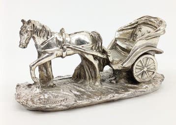 Beeldje - Calesse - Verzilverd met 925 zilver