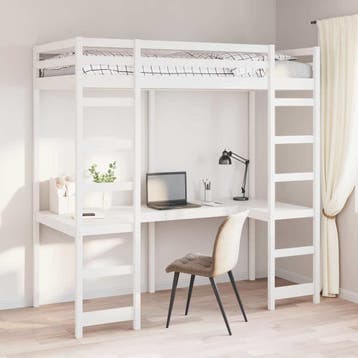 vidaXL Hoogslaper bedframe Wit 90 x 190 cm Massief, Verzenden, Nieuw