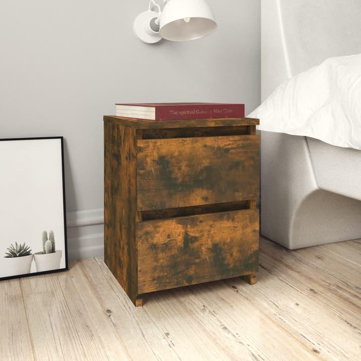 vidaXL Nachtkastjes 2 stuks Gerookt Eiken 30x30x40 cm, Huis en Inrichting, Slaapkamer | Nachtkastjes, Nieuw, Verzenden
