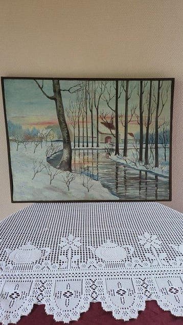 Europese school (XIX-XX) - Flemish winter landscape with a