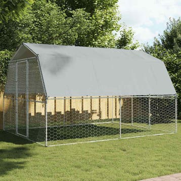 vidaXL Hondenkennel met dak en deur gegalvaniseerd staal, Dieren en Toebehoren, Verzenden, Nieuw