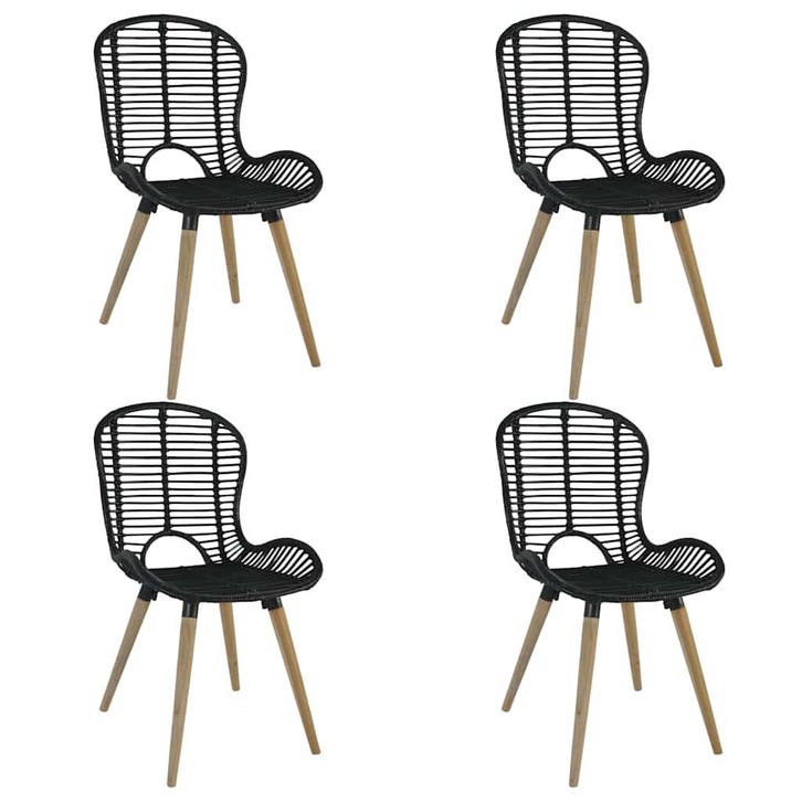 Rattan Stoelen 4st | Retour deal | 47% korting, Huis en Inrichting, Stoelen, Zwart, Vier, Zo goed als nieuw, Riet of Rotan, Verzenden
