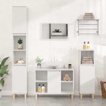 vidaXL Wastafelkast 80x33x60 cm bewerkt hout hoogglans wit, Huis en Inrichting, Verzenden, Nieuw