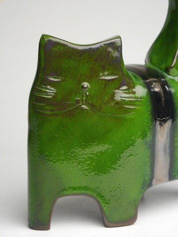 Urszula Despet - Sculpture, Green Cat - 17 cm - Céramique -