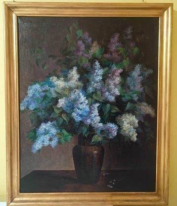 Franse school (XX) - Trionfo floreale di lilla - No Reserve, Antiek en Kunst
