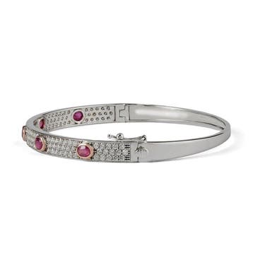 Armband - 14 karaat Witgoud - 2.58ct. tw. Robijn - Diamant -, Nieuw