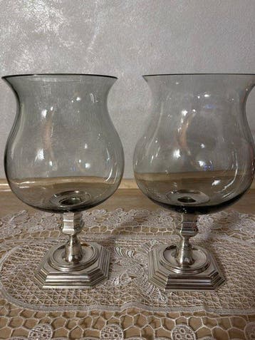 argenteria italiane - Kaarsenhouder (2) - gekleurd glas,