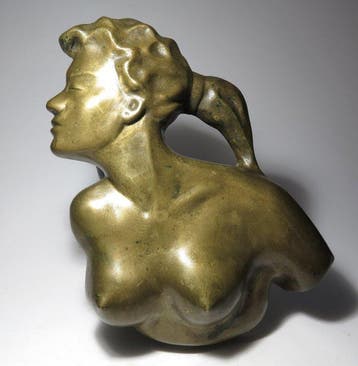 sculptuur, Art Deco Wall Mask (27,5 cm) - 27.5 cm - Brons -