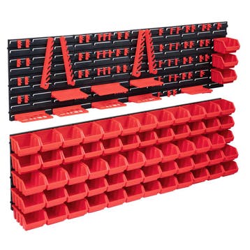 vidaXL 141-delige Opslagbakkenset met wandpanelen rood en, Doe-het-zelf en Bouw, Verzenden, Nieuw