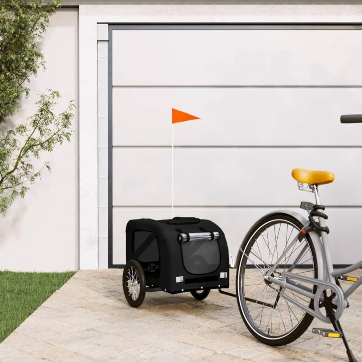 vidaXL Hondenfietstrailer oxford stof en ijzer zwart, Dieren en Toebehoren, Overige Dieren-accessoires, Nieuw, Verzenden