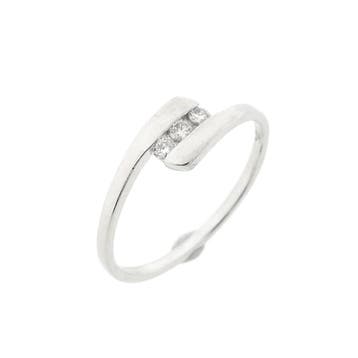 9 karaat ring met diamanten; 0,075 ct., Handtassen en Accessoires, Ringen, Gebruikt, Wit, Ophalen of Verzenden, 17 tot 18