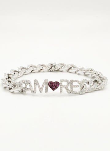 Armband - 18 karaat Witgoud Diamant (Natuurlijk) - Robijn, Nieuw