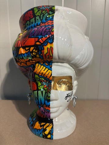 Ardor - Sculpture, Testa graffiti - 20 cm - Biscuit de