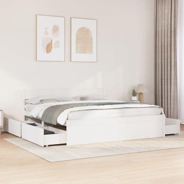 vidaXL Bedframe zonder matras massief grenenhout wit 180x200, Verzenden