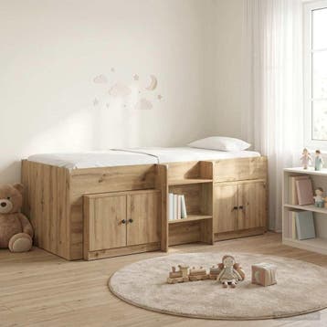 vidaXL Loft Bed Frame met Kast 3 st Artisanaal eiken Bewerkt, Verzenden, Nieuw
