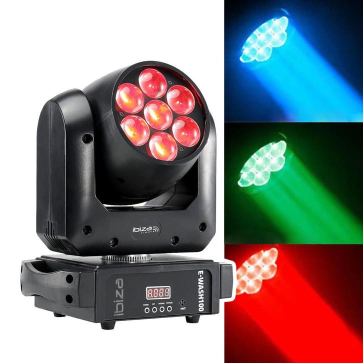 Ibiza E-WASH100 DMX Bestuurde LED Zoom + Wash Moving Head, Muziek en Instrumenten, Licht en Laser