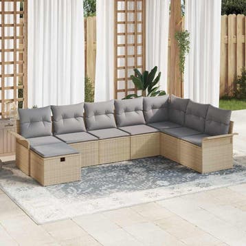 vidaXL Tuinbank Set 8 st Poly rattan, Verzenden