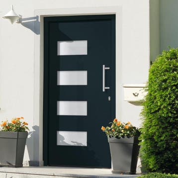 vidaXL Voordeur 100x210 cm aluminium en PVC antraciet, Verzenden