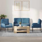 vidaXL Sofa-Sets met kussen 3 pcs Blauw 115 x 56 x 80 cm, Maison & Meubles, Canapés | Salons, Verzenden