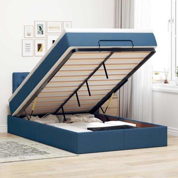 vidaXL Bed poef met matras en LEDs 120x190 cm stof blauw, Verzenden