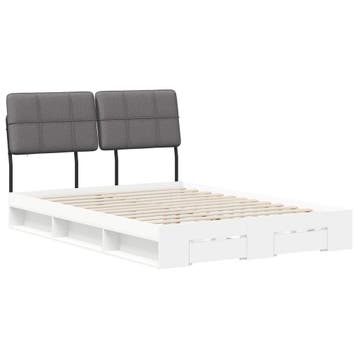 vidaXL Tweepersoonsbed met hoofdbord Wit en Lichtgrijs 140 x, Verzenden, Nieuw